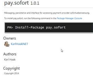 Screenshot nuget pay.sofort